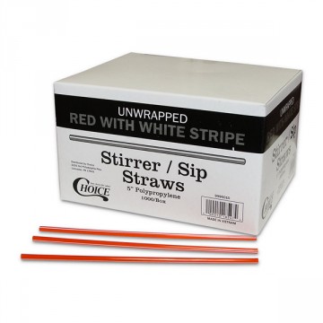 Coffee Stirrers, Red and White 5 inch 1000ct Box