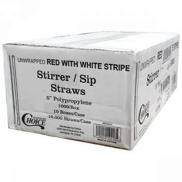 Coffee Stirrers, Red and White 5 inch 10/1000ct Case
