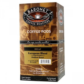 Baronet European Blend DECAF Coffee Pods - 18ct